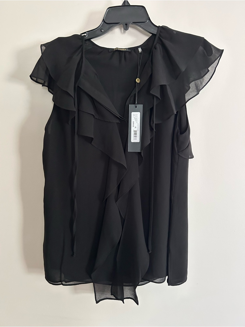 elegant Kobi Halperin Maren Blouse in black Black Ruffled Sleeveless Blouse